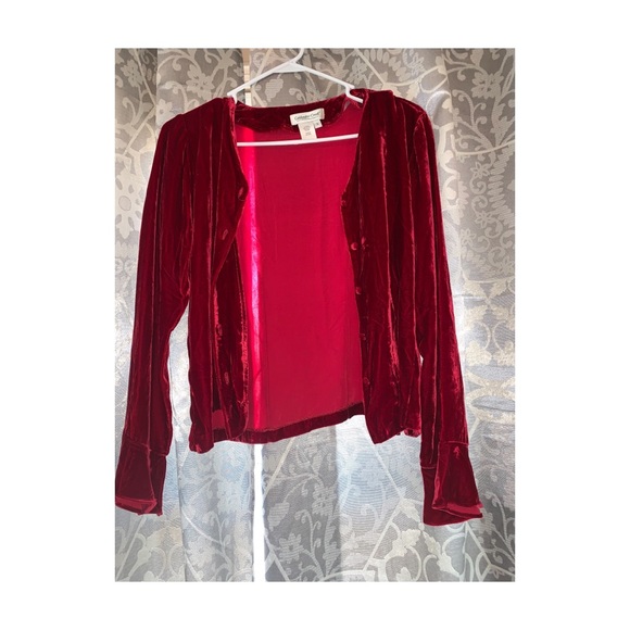 Talbots-red lacetank and a coldwatercreek cardigan - Picture 3 of 3